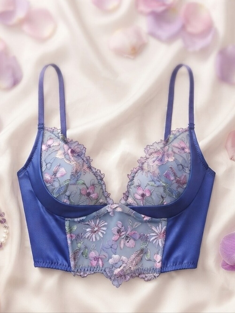 Victoria's Secret Floral Hummingbird Lace Bustier Lingerie Top